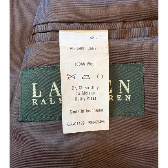 Lauren Ralph Lauren Men Black/Brown Check Tweed Wool‎ Blazer Sport Coat Size 42L